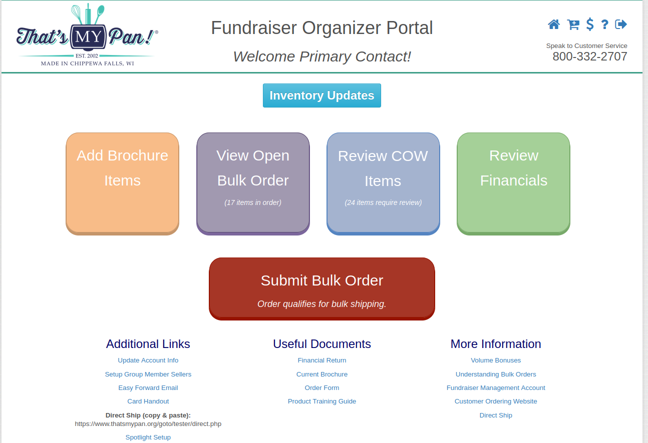 Fundraiser Organizer Portal dashboard overview